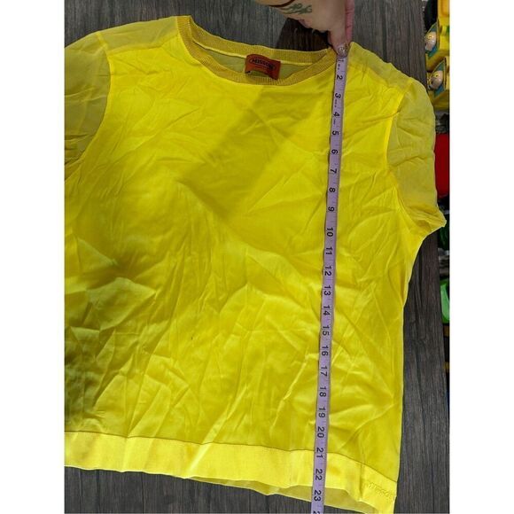 Missoni Short Sleeve Crew Neck Lightweight Sheer Top Yellow Gold Size Medium - Picture 10 of 11